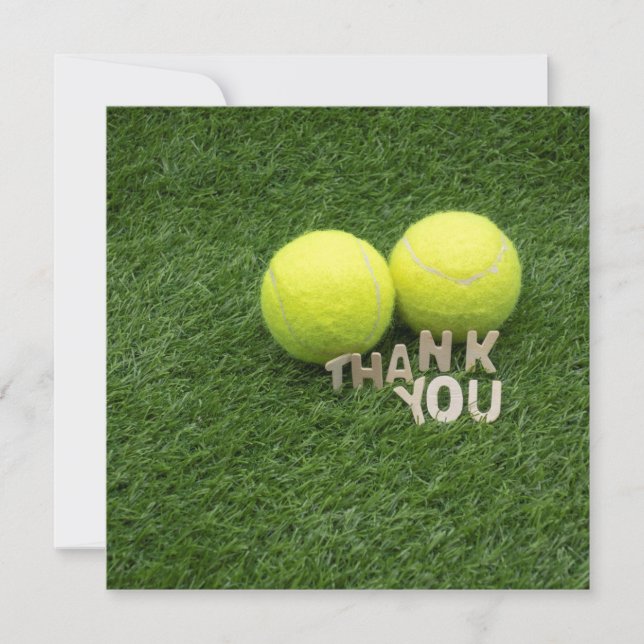 Tennis Thank you card on green grass (Front)