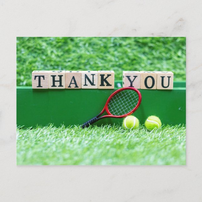 Tennis Thank you card with ball and racket (Front)