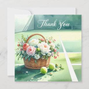 Tennis  thank you card with ball on court