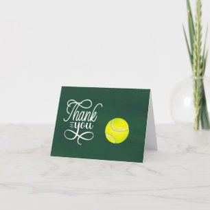Tennis  thank you card with ball on court