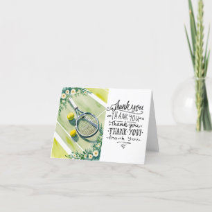 Tennis  thank you card with ball on court