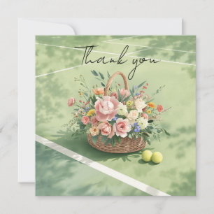 Tennis  thank you card with ball on court