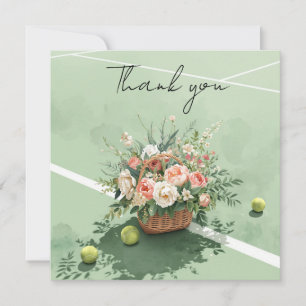 Tennis  thank you card with ball on court