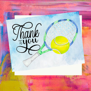 Tennis  thank you card with ball on court