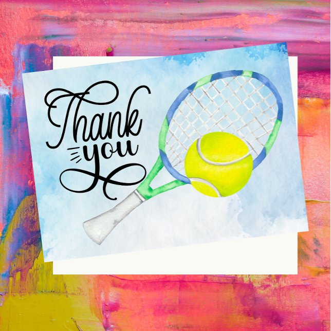 Tennis  thank you card with ball on court (Creator Uploaded)