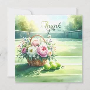 Tennis  thank you card with ball on court