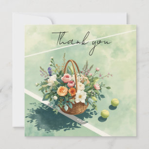 Tennis  thank you card with ball on court