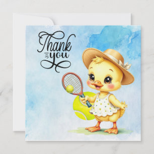 Tennis thank you card with ball on court