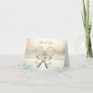 Tennis  thank you card with flowers for wedding