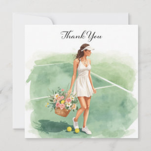Tennis Thank you card with player and flowers