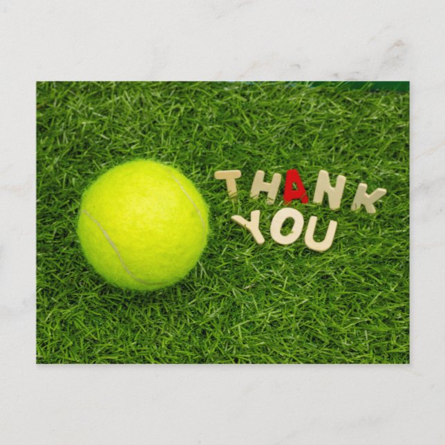 Tennis Thank you card with tennis ball and word (Front)