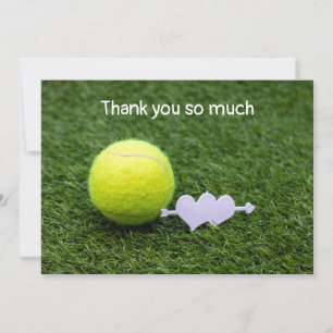 Tennis Thank you card with tennis ball on green