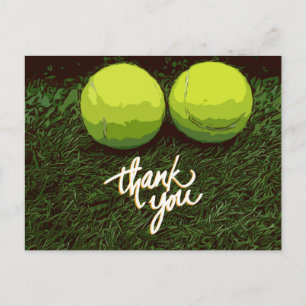 Tennis thank you card with tennis ball on green