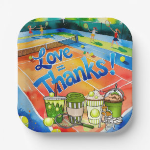 Tennis Thank you party with racket and ball Paper Plate