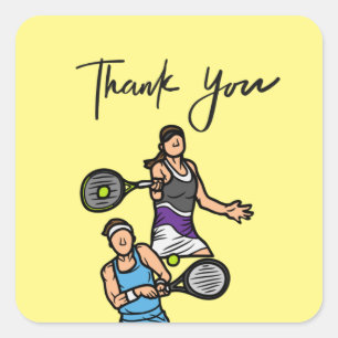 Tennis Thank you Square Sticker