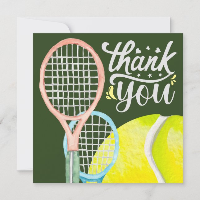 Tennis Thank you  with ball on green  (Front)