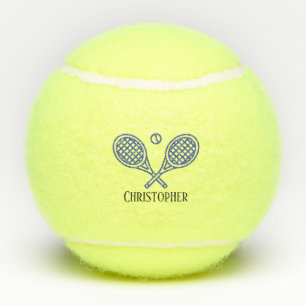 Tennis Theme Blue Monogrammed Name Balls
