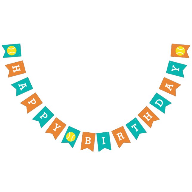 Tennis theme Happy Birthday Party Bunting Banner (All)