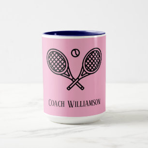 Tennis Theme Monogrammed Name Coach Mug