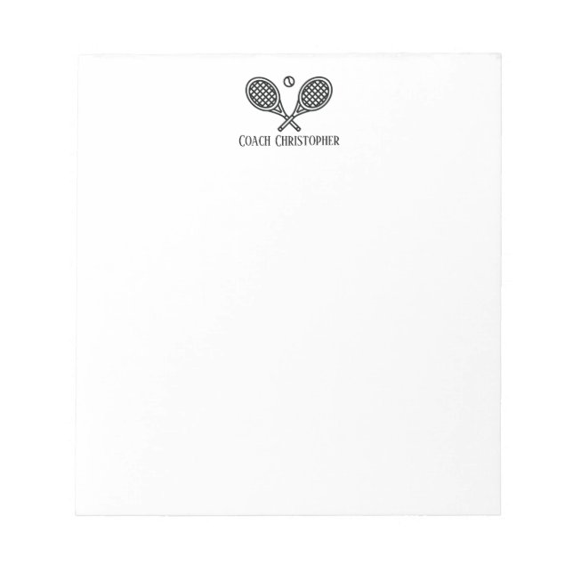 Tennis Theme Monogrammed Name Notepad (Front)