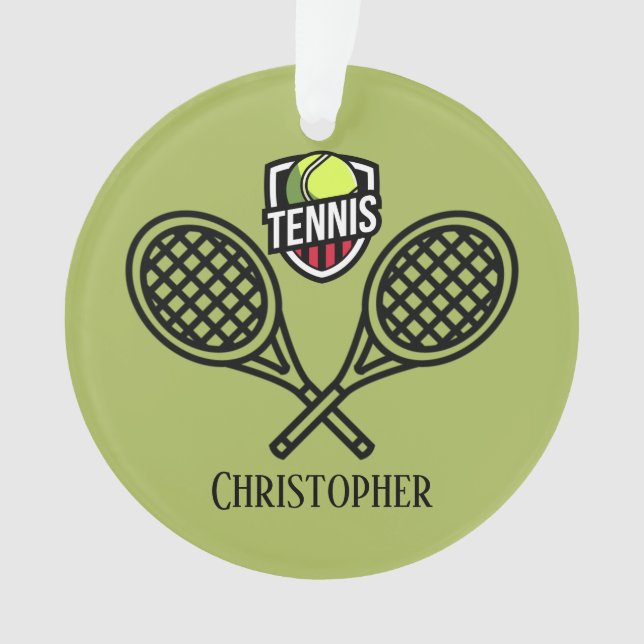Tennis Theme Monogrammed Name  Ornament (Front)