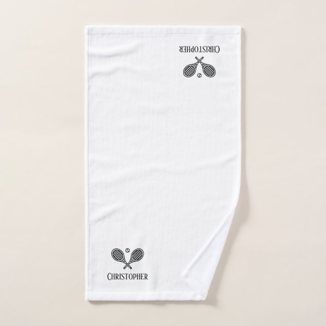 Tennis Theme Monogrammed Name Tennis Balls Hand To Towel (Hand Towel)