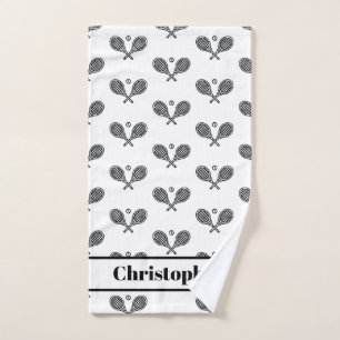 Tennis Theme Monogrammed Name Tennis Racquets Hand Towel