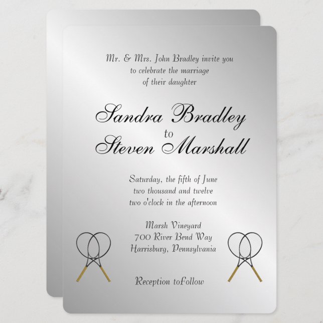 Tennis Theme Sports Wedding Invitations (Front/Back)