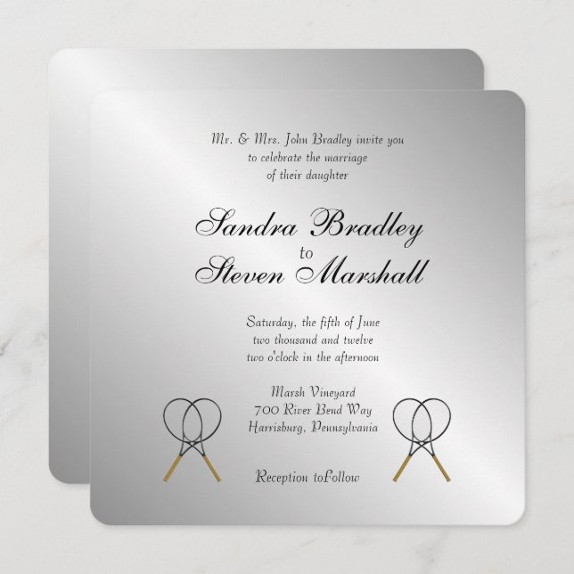 Tennis Theme Sports Wedding Invitations (Front/Back)