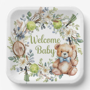 Tennis themed Baby Shower for Baby Boy Party Paper Plate