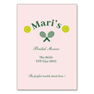 Tennis themed bridal shower table card