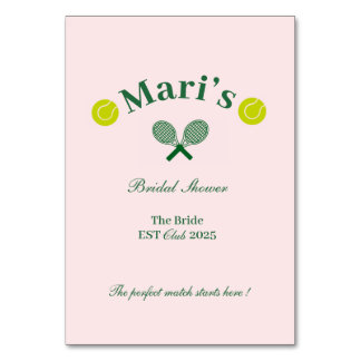 Tennis themed bridal shower  | table card