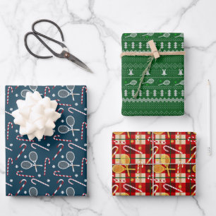 Tennis Themed Christmas Holiday Xmas  Wrapping Paper Sheet