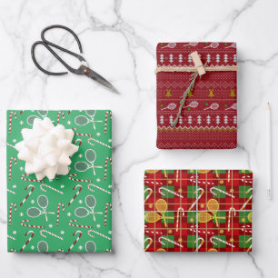 Tennis Themed Christmas Holiday Xmas Wrapping Paper Sheet