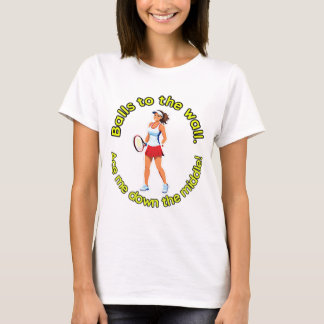 Tennis themed T-shirt with funny puns.