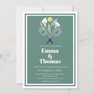 Tennis Themed Tenniscore Wedding  Calla Lilies Invitation