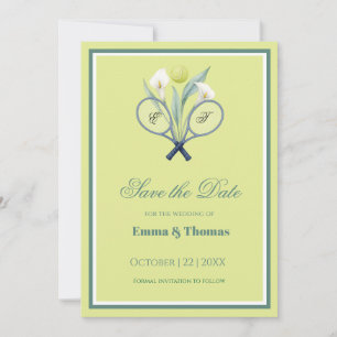 Tennis Themed Tenniscore Wedding Green Lime Colour Save The Date