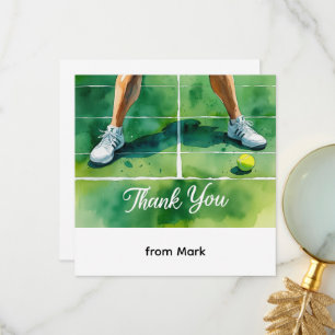 Tennis themed watercolor style thank you card