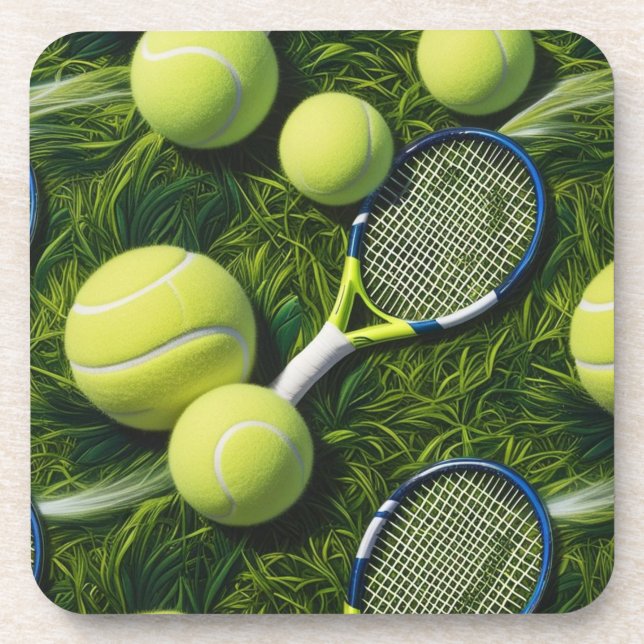 Tennis Themed with ball and racket  Coaster (Front)