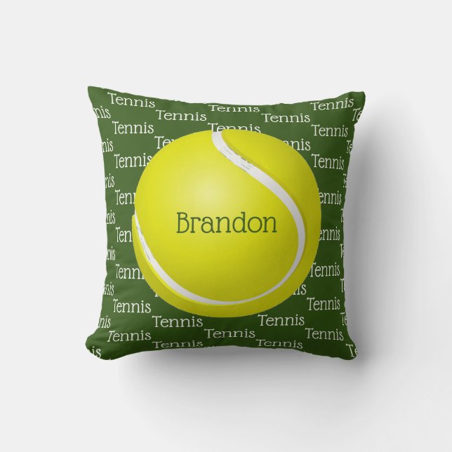 Tennis Tiled Text Design Throw Pillow (Front)