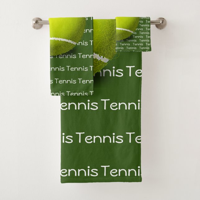 Tennis Tiled Text Design Towel Set (Insitu)
