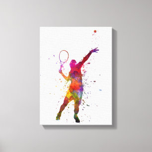 tennis to player AT service serving silhouette 01 Canvas Print