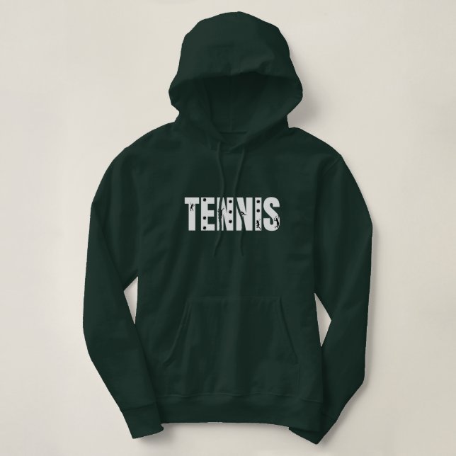 Tennis Typography Text Black & White Cool Modern Hoodie (Design Front)