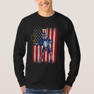 Tennis Uncle Sam 4th Of July  Men Boy American Fla T-Shirt