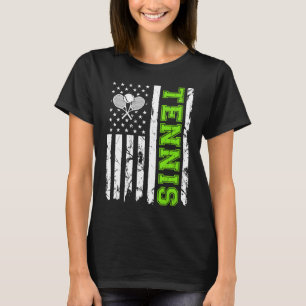 Tennis US Flag Vintage Retro Tennis Player T-Shirt