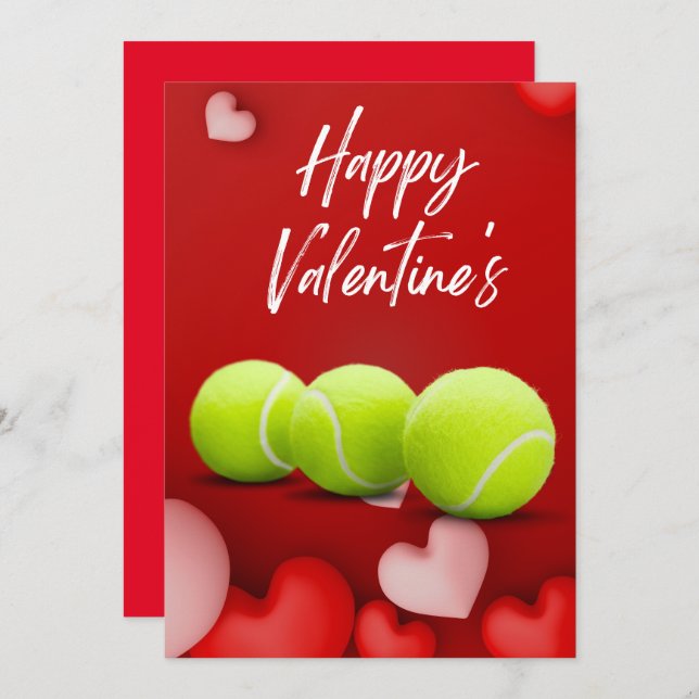 Tennis Valentine's Day with LOVE for Player red Holiday Card (Front/Back)