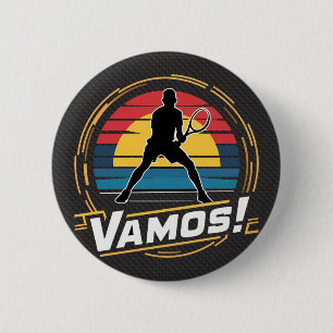Tennis - vamos player retro sunset style 6 cm round badge