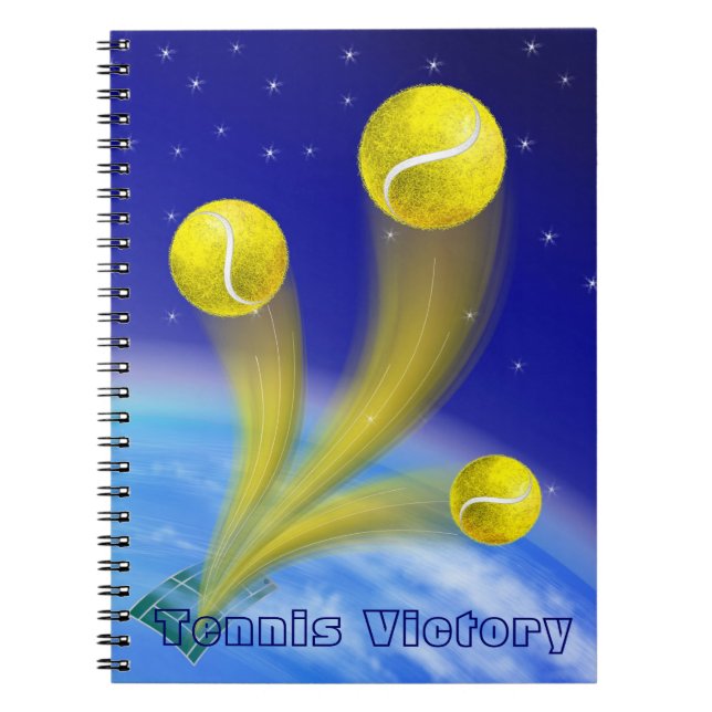 Tennis Victory, personalised Spiral Notebook (Front)