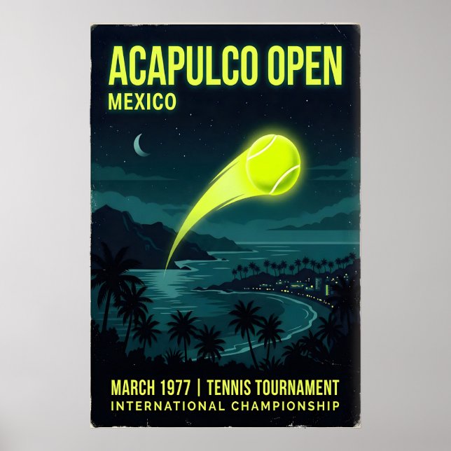 Tennis Wall Art Acapulco Open, Night Sky - Palm (Front)