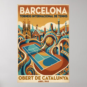 Tennis Wall Art Print Vintage Barcelona Court
